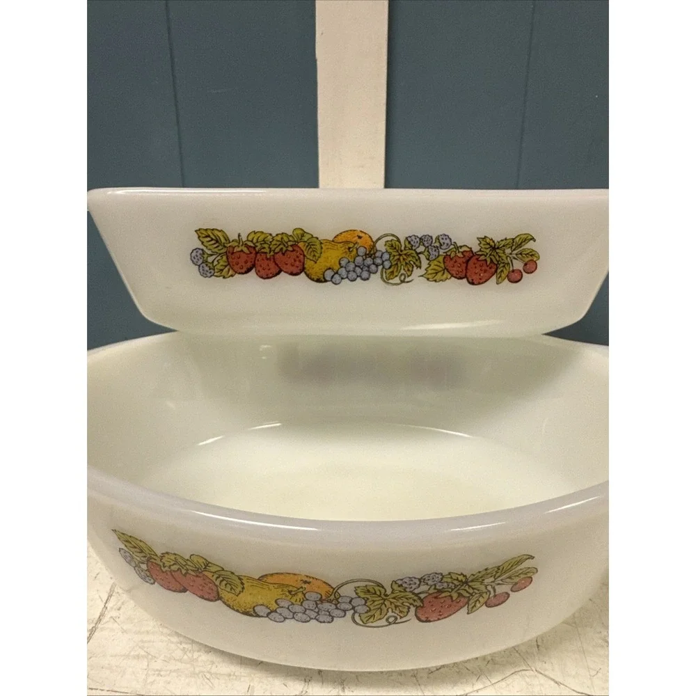 Lot Of 2 Anchor Hocking Fire-King Oval Casserole Dish + Rectangle Fruit 433 441